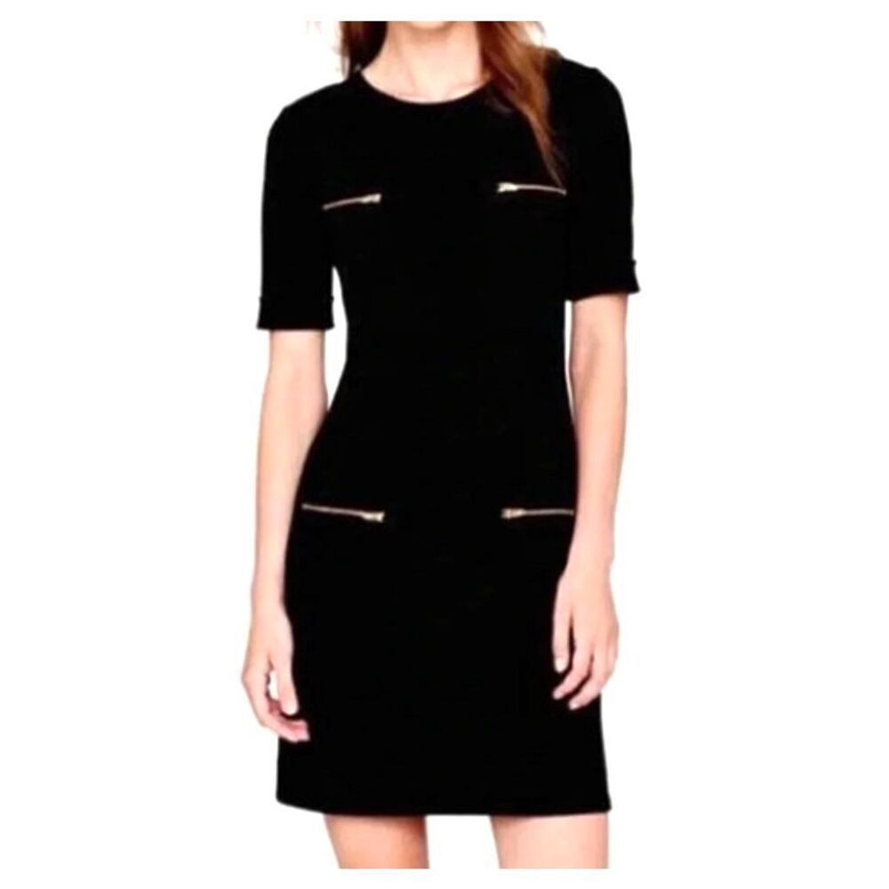 EUC J. Crew Black Wool Blend SS Retro Zipper Dress Size 0